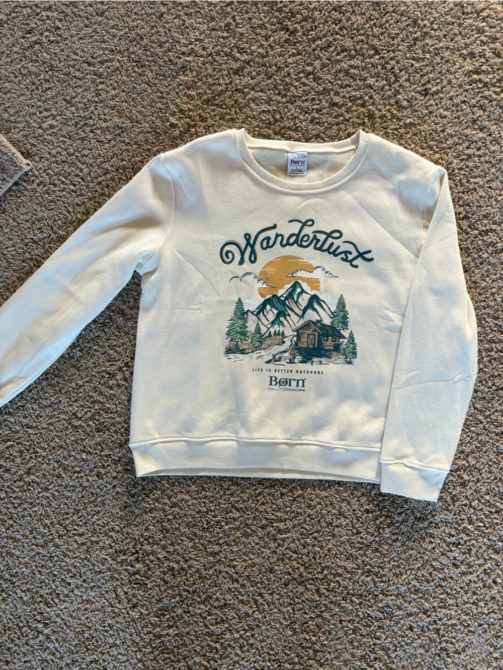 Born Cream 'Wanderlust' Mountain Graphic Crewneck